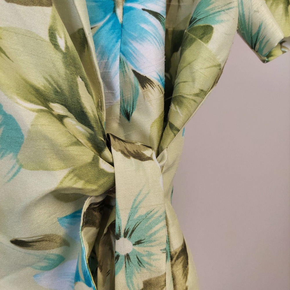 Sheri Martin Petite Floral Wrap Blouse GSide Tie Top 6P Tropical Hawaiian Resort - Picture 2 of 5
